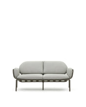 Load image into Gallery viewer, Joncols outdoor 2-seater sofa in aluminium with green painted finish and grey cushions 164cm - image 2
