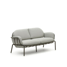 Load image into Gallery viewer, Joncols outdoor 2-seater sofa in aluminium with green painted finish and grey cushions 164cm - image 3