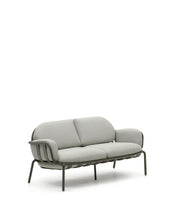 Load image into Gallery viewer, Joncols outdoor 2-seater sofa in aluminium with green painted finish and grey cushions 164cm - image 4