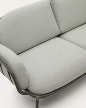 Load image into Gallery viewer, Joncols outdoor 2-seater sofa in aluminium with green painted finish and grey cushions 164cm - image 10