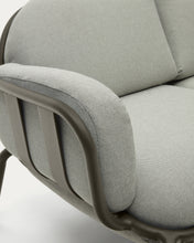 Load image into Gallery viewer, Joncols outdoor 2-seater sofa in aluminium with green painted finish and grey cushions 164cm - image 11