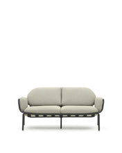 Load image into Gallery viewer, Joncols outdoor 2-seater sofa in aluminium with grey painted finish and beige cushions 164cm - image 2