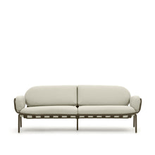 Load image into Gallery viewer, Joncols outdoor 3-seater sofa in aluminium with green painted finish and beige cushions 224cm