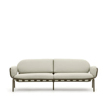 Load image into Gallery viewer, Joncols outdoor 3-seater sofa in aluminium with green painted finish and beige cushions 224cm - image 2
