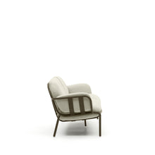 Load image into Gallery viewer, Joncols outdoor 3-seater sofa in aluminium with green painted finish and beige cushions 224cm - image 5