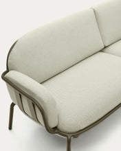 Load image into Gallery viewer, Joncols outdoor 3-seater sofa in aluminium with green painted finish and beige cushions 224cm - image 11