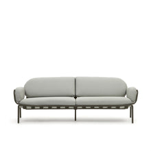 Load image into Gallery viewer, Joncols outdoor 3-seater sofa in aluminium with green painted finish and grey cushions 224cm