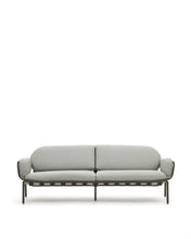 Load image into Gallery viewer, Joncols outdoor 3-seater sofa in aluminium with green painted finish and grey cushions 224cm - image 2