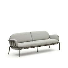 Load image into Gallery viewer, Joncols outdoor 3-seater sofa in aluminium with green painted finish and grey cushions 224cm - image 3