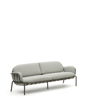 Load image into Gallery viewer, Joncols outdoor 3-seater sofa in aluminium with green painted finish and grey cushions 224cm - image 4