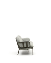 Load image into Gallery viewer, Joncols outdoor 3-seater sofa in aluminium with green painted finish and grey cushions 224cm - image 6