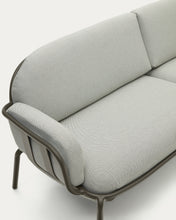 Load image into Gallery viewer, Joncols outdoor 3-seater sofa in aluminium with green painted finish and grey cushions 224cm - image 10