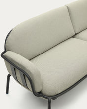 Load image into Gallery viewer, Joncols outdoor 3-seater sofa in aluminium with grey painted finish and beige cushions 224cm - image 10