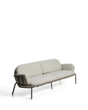 Load image into Gallery viewer, Joncols outdoor 3-seater sofa in aluminium with taupe painted finish and beige cushions 224cm - image 2