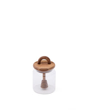 Load image into Gallery viewer, Nukha honey jar in glass and FSC 100% acacia wood