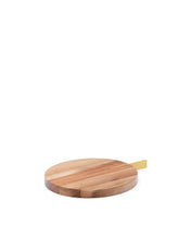 Load image into Gallery viewer, Zairin serving board in FSC 100% acacia wood and yellow metal