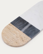 Load image into Gallery viewer, Nivol large serving board in white and black marble and travertine - image 6
