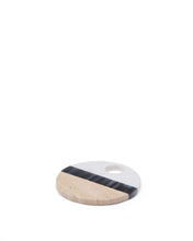 Load image into Gallery viewer, Nivol round serving board in black and white marble and travertine