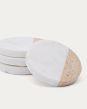 Load image into Gallery viewer, Nivol set of 4 coasters in white marble and travertine - image 4