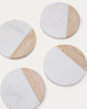 Load image into Gallery viewer, Nivol set of 4 coasters in white marble and travertine - image 5