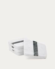 Load image into Gallery viewer, Nira set of 4 white and grey marble coasters - image 4
