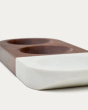 Load image into Gallery viewer, Tori serving dish for snacks made of acacia wood and white marble FSC 100% - image 3