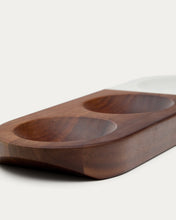 Load image into Gallery viewer, Tori serving dish for snacks made of acacia wood and white marble FSC 100% - image 4