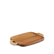 Load image into Gallery viewer, Sardis small serving board made from FSC 100% acacia wood and rattan