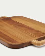 Load image into Gallery viewer, Sardis large serving board made from FSC 100% acacia wood and rattan - image 6