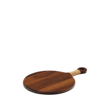 Load image into Gallery viewer, Sardis small round serving board FSC 100% acacia wood and rattan