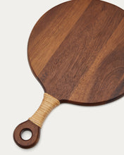 Load image into Gallery viewer, Sardis small round serving board FSC 100% acacia wood and rattan - image 5