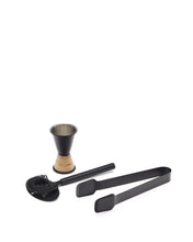 Load image into Gallery viewer, Shai set of black stainless steel and rattan cocktail utensils - image 2