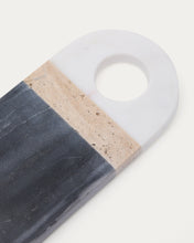 Load image into Gallery viewer, Nivol small serving board in black and white marble and travertine - image 4