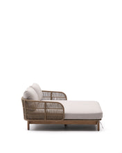 Load image into Gallery viewer, Catalina double sun lounger in beige rope cord and FSC 100% solid acacia wood - image 4