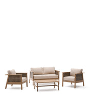 Load image into Gallery viewer, Alabe set consisting of one 2-seater sofa, 2 armchairs and one coffee table in FSC 100% acacia wood