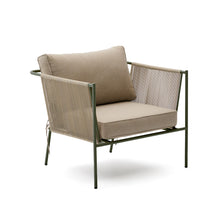 Load image into Gallery viewer, Zivia outdoor armchair in ecru rope cord and green galvanised steel