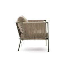 Load image into Gallery viewer, Zivia outdoor armchair in ecru rope cord and green galvanised steel - image 3
