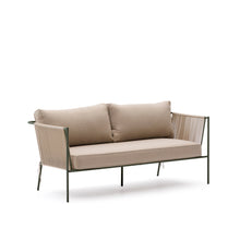 Load image into Gallery viewer, Zivia outdoor 2-seater sofa in ecru rope cord and green galvanised steel 178cm - image 3