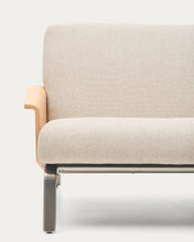 Load image into Gallery viewer, Amsen beige 2-seater sofa in oak plywood with brushed stainless steel legs 165cm - image 9