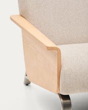 Load image into Gallery viewer, Amsen beige 2-seater sofa in oak plywood with brushed stainless steel legs 165cm - image 10