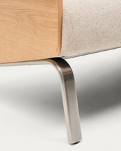 Load image into Gallery viewer, Amsen beige 2-seater sofa in oak plywood with brushed stainless steel legs 165cm - image 11