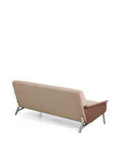 Load image into Gallery viewer, Amsen light brown 3-seater sofa in walnut plywood with brushed stainless steel legs 205cm - image 4