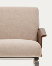 Load image into Gallery viewer, Amsen light brown 3-seater sofa in walnut plywood with brushed stainless steel legs 205cm - image 6