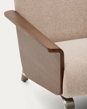 Load image into Gallery viewer, Amsen light brown 3-seater sofa in walnut plywood with brushed stainless steel legs 205cm - image 7