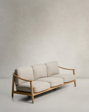 Load image into Gallery viewer, Elunda 3-seater outdoor sofa in solid teak wood FSC 100% 215cm - image 2