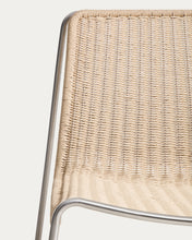 Load image into Gallery viewer, Tavari stackable armchair in beige synthetic rope cord and AISI 304 stainless steel with brushed finish - image 9