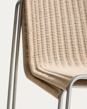 Load image into Gallery viewer, Tavari stackable armchair in beige synthetic rope cord and AISI 304 stainless steel with brushed finish - image 10