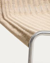 Load image into Gallery viewer, Tavari stackable armchair in beige synthetic rope cord and AISI 304 stainless steel with brushed finish - image 11