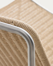 Load image into Gallery viewer, Tavari stackable armchair in beige synthetic rope cord and AISI 304 stainless steel with brushed finish - image 12