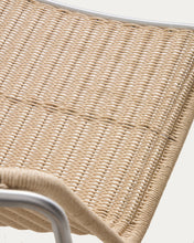 Load image into Gallery viewer, Tavari stackable armchair in beige synthetic rope cord and AISI 304 stainless steel with brushed finish - image 13